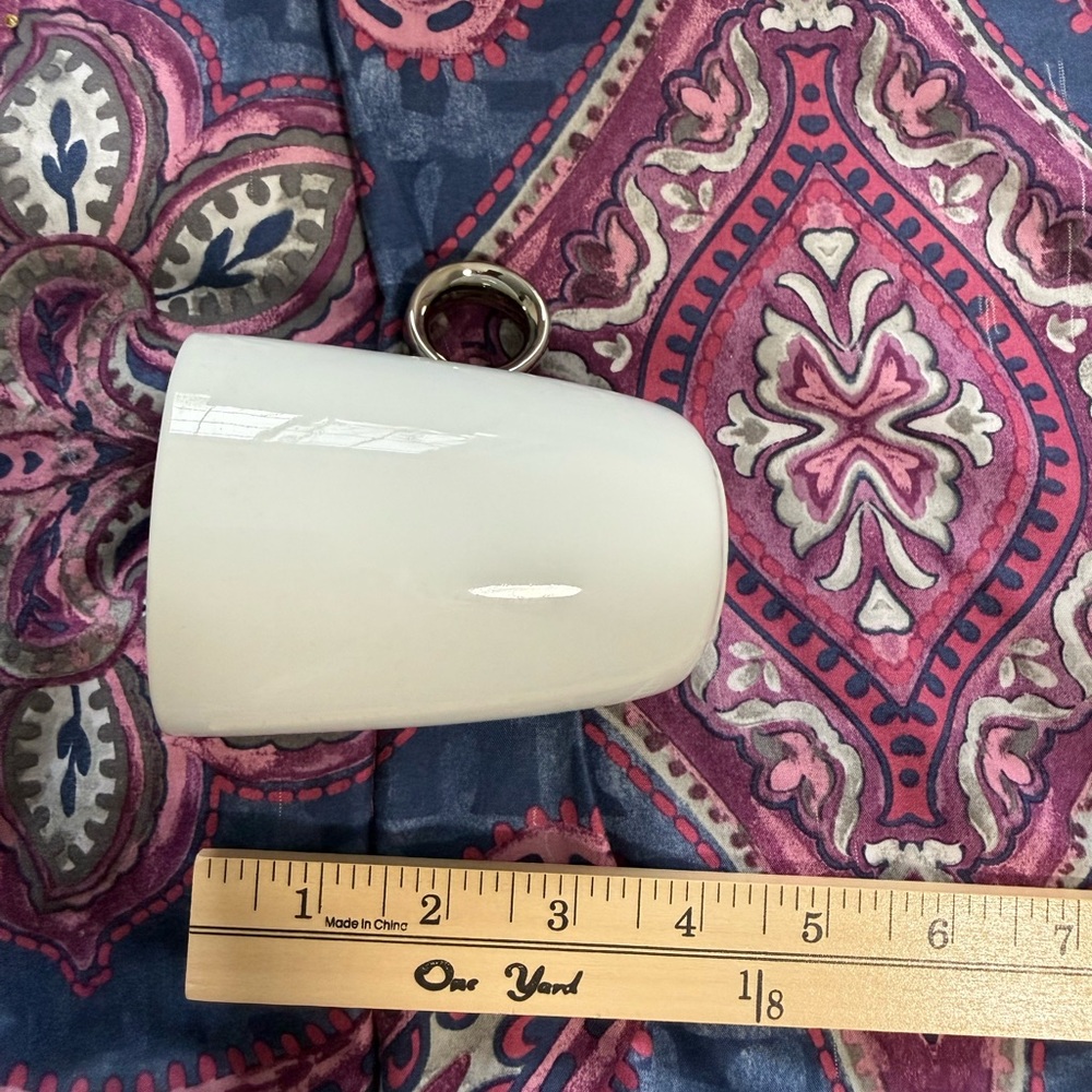 Fred White Mug with Silver Ring Handle - Picture 3 of 5